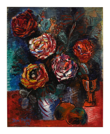 View full screen - View 1 of Lot 131. Sold Without Reserve | JEAN DUFY | NATURE MORTE AU BOUQUET DE ROSES.