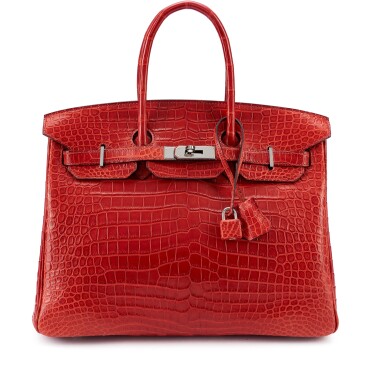 View full screen - View 1 of Lot 135. Rouge H Matte Porosus Crocodile Birkin 35 Palladium Hardware, 2010.