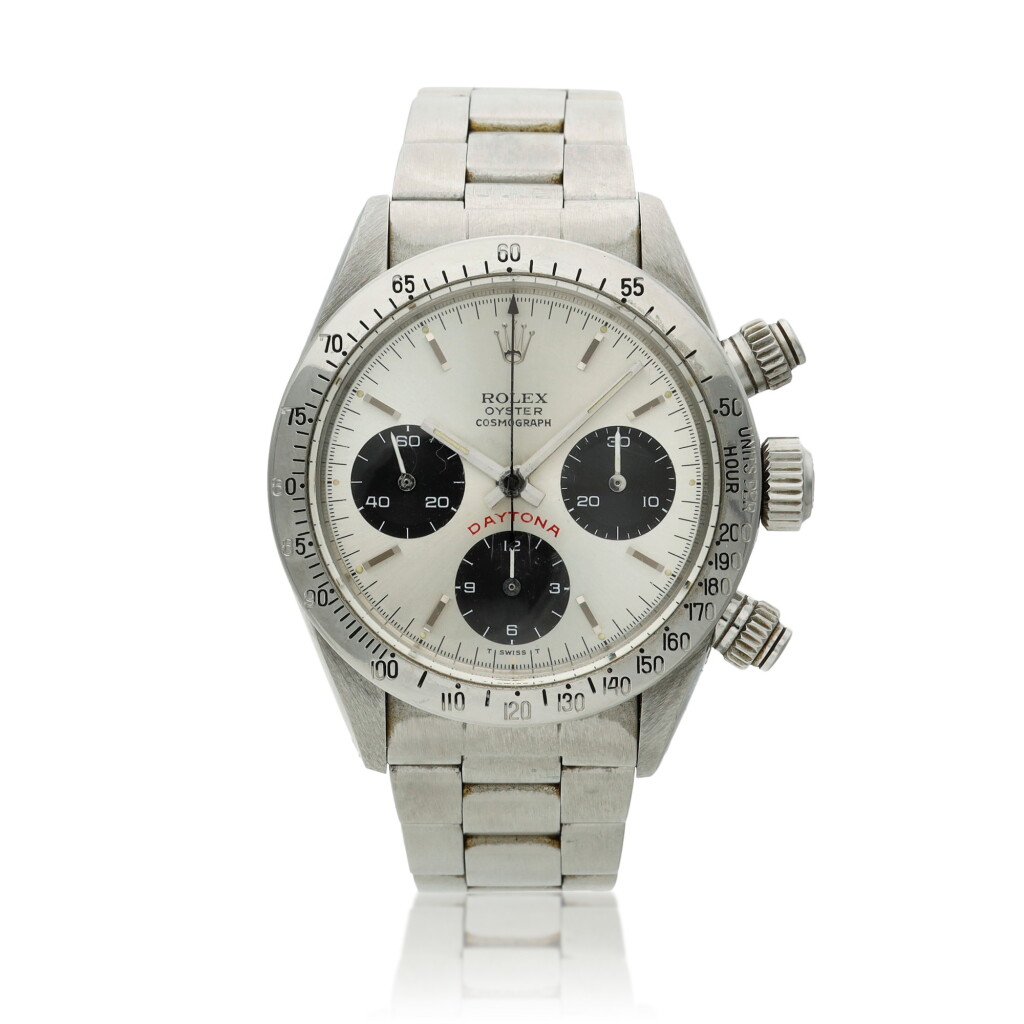 View full screen - View 1 of Lot 44. Reference 6265 Daytona 'Big Red' Daytona, A stainless steel chronograph wristwatch with bracelet, Circa 1978.