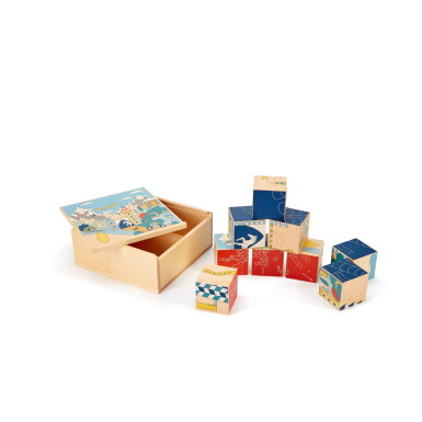 Voir en plein écran - Voir 1 du lot 5710. Multicolor Wood Epopee 9 Cube Game.