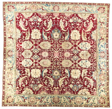 View full screen - View 1 of Lot 457. AN AGRA CARPET, NORTH INDIA, SECOND HALF 19TH CENTURY.