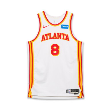 View full screen - View 1 of Lot 87. Kristaps Porziņģis Atlanta Hawks 2025-2026 Game Worn Association Edition Jersey .