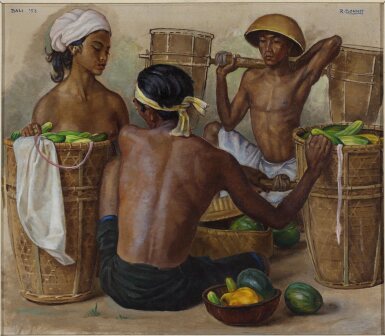 View full screen - View 1 of Lot 15. Rudolf Bonnet 魯道夫·邦尼 | Three vegetable vendors 蔬菜小販.