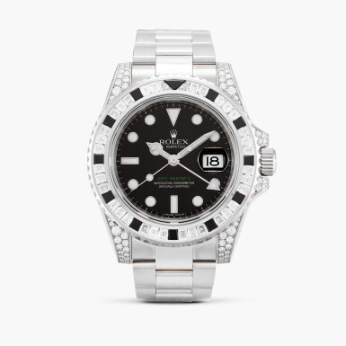 View full screen - View 1 of Lot 2539. GMT-Master II, Reference 116759SANR | A white gold, diamond and black sapphire-set dual time zone wristwatch with date and bracelet, Circa 2007.