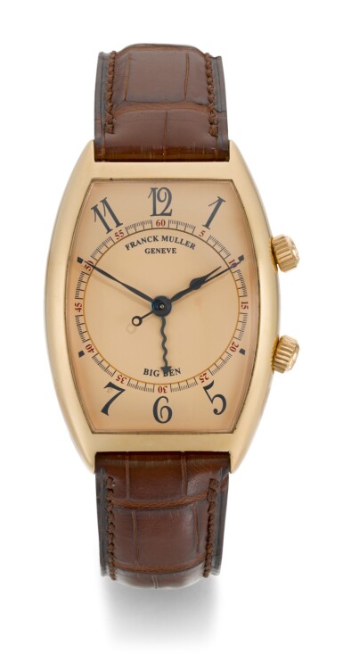 View full screen - View 1 of Lot 15. FRANCK MULLER | CURVEX BIG BEN, REFERENCE 5850 AL, PINK GOLD TONNEAU-SHAPED ALARM WRISTWATCH, CIRCA 2000 .