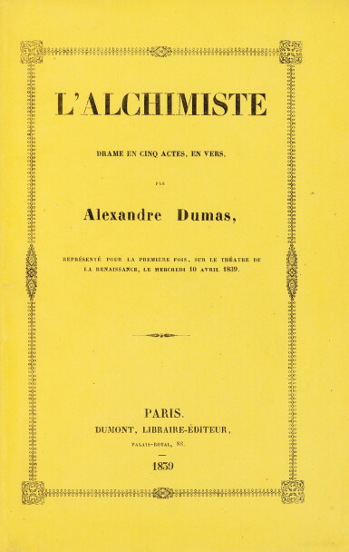 View full screen - View 1 of Lot 39. DUMAS - NERVAL. L'Alchimiste. Paris, 1839. In-8. Reliure de Noulhac. Édition originale..