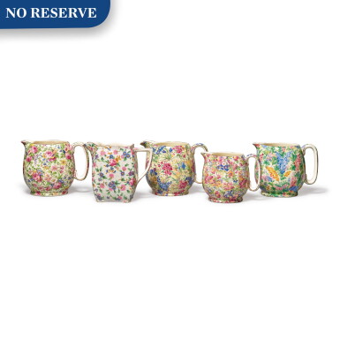 View full screen - View 1 of Lot 380. Group Of Five Grimwades Royal Winton Transfer-Printed 'Chintz' Jugs, 20th Century.