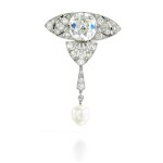 Natural pearl and diamond brooch, attributed to Boucheron, circa 1910