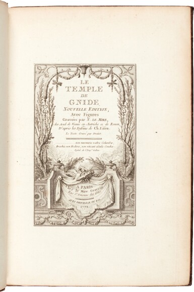 View full screen - View 1 of Lot 276. Montesquieu | Le Temple de Gnide, Paris, 1772, large paper, contemporary marbled calf.