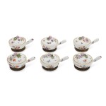 A Set of Six Berlin Pan-Form Condiment Boxes and Covers, with Silver-Gilt Mounts, Circa 1760, the Mounts Circa 1900