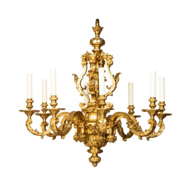 View full screen - View 1 of Lot 692. A Régence style gilt-bronze eight-light chandelier by Henri Vian (1860-1905), circa 1880.