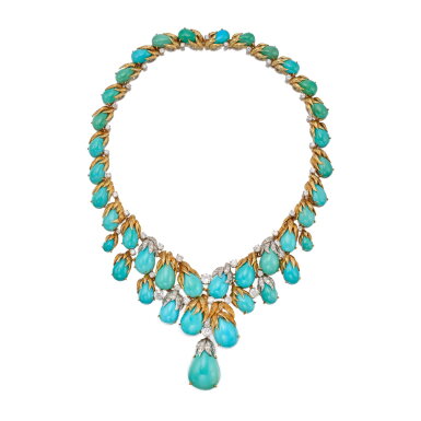 View full screen - View 1 of Lot 169. Turquoise and Diamond Necklace.
