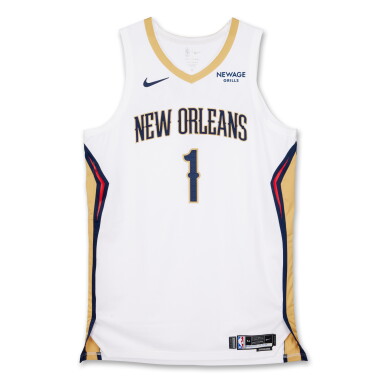View full screen - View 1 of Lot 9. Zion Williamson New Orleans Pelicans 2025-2026 NBA Tip-Off Game Worn Association Edition Jersey.