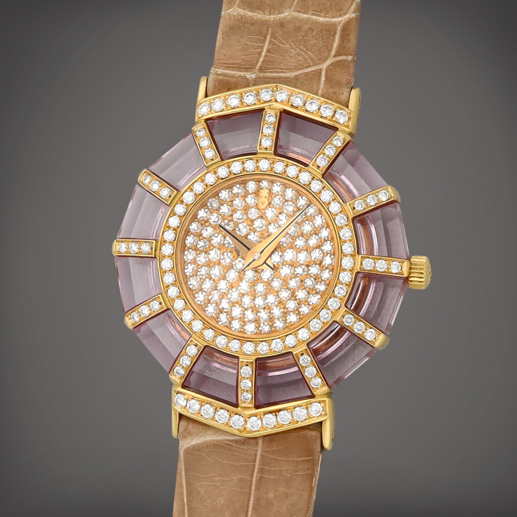 View full screen - View 1 of Lot 19. Haute Joaillerie Prism, Reference 24.384.65 | A yellow gold and diamond-set wristwatch | Circa 1995.