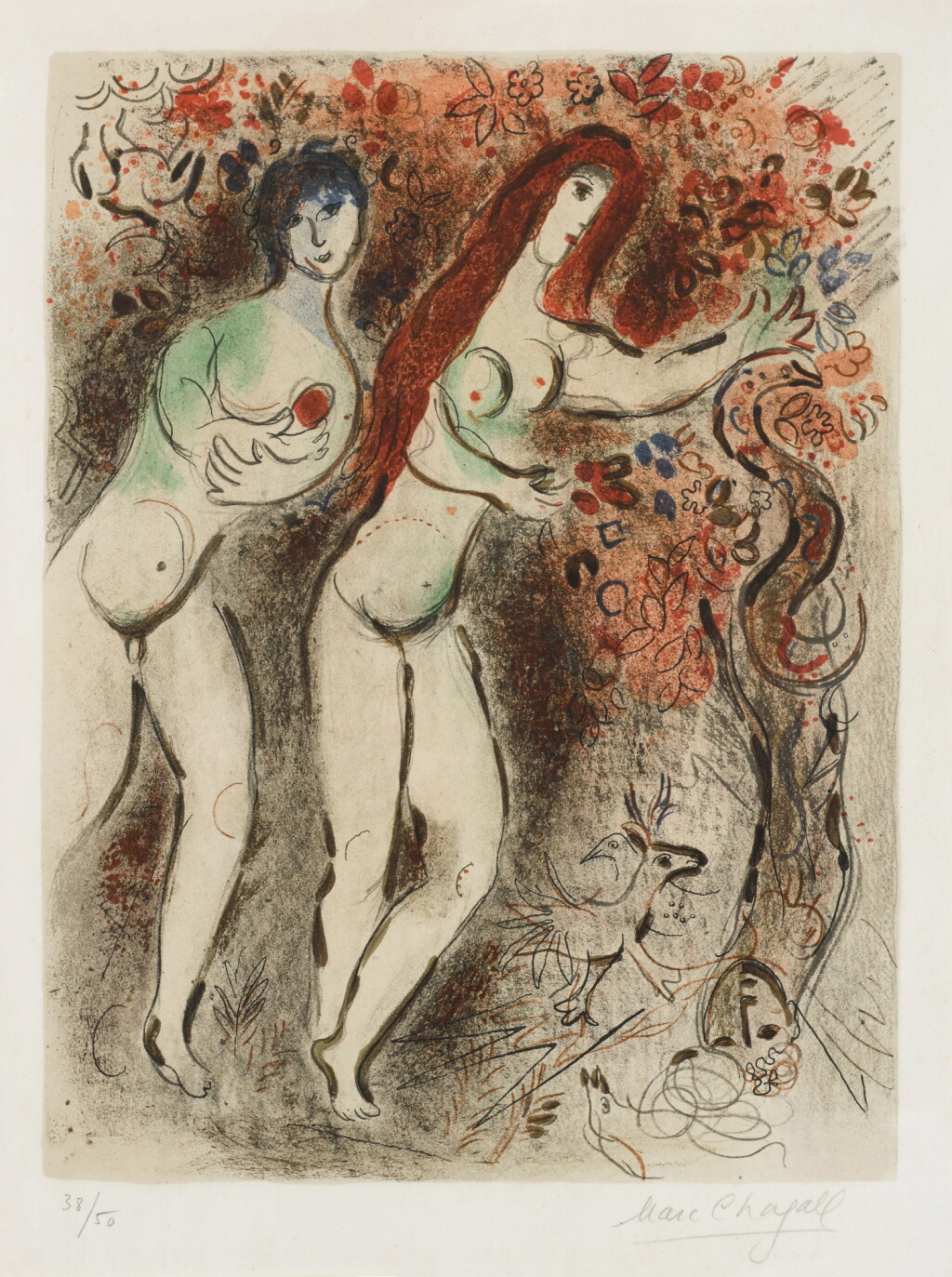 View full screen - View 1 of Lot 136. Adam et Ève et le fruit défendu (Mourlot 235).