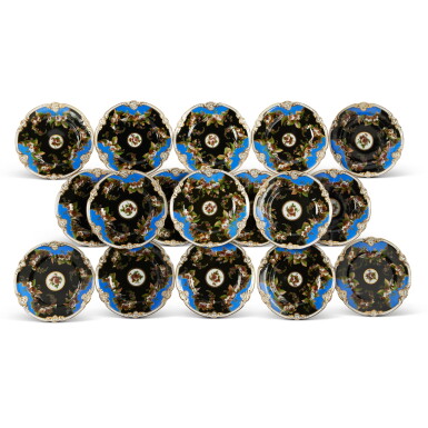 View full screen - View 1 of Lot 1219. A Set of Eighteen Russian Porcelain Dinner Plates, Popov Porcelain Manufactory, Gorbunovo, 1830-1850s.