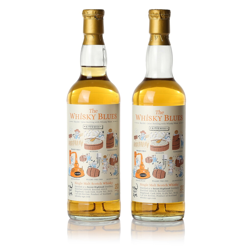 View full screen - View 1 of Lot 3362. Kittenish Highland Malt The Whisky Blues 20 Year Old Cask #1424 55.2 abv 2000 (2 BT70).