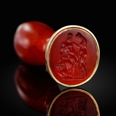 View full screen - View 1 of Lot 236. Seal intaglio with Hercules and Iole.
