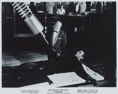 View full screen - View 1 of Lot 74. Sean Connery and Gert Fröbe, Original Production Still from 'Goldfinger', Pinewood Studios.
