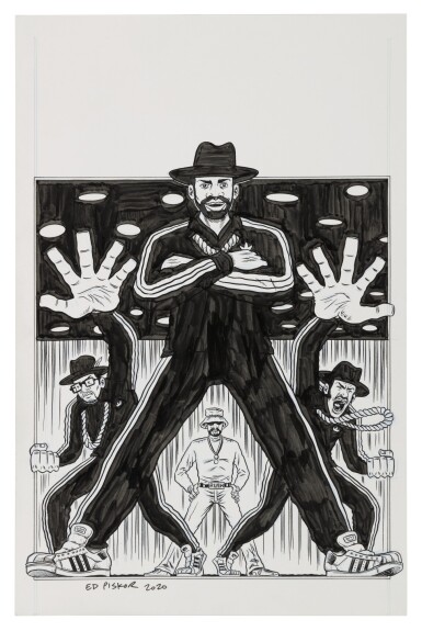 View full screen - View 1 of Lot 46. ED PISKOR | Run-DMC. Original cover art from volume 3 of "The Hip Hop Family Tree", 2015..