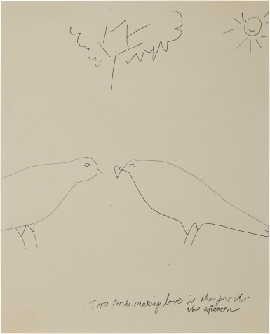 View full screen - View 1 of Lot 187. Two Birds Making Love in the Park this Afternoon.