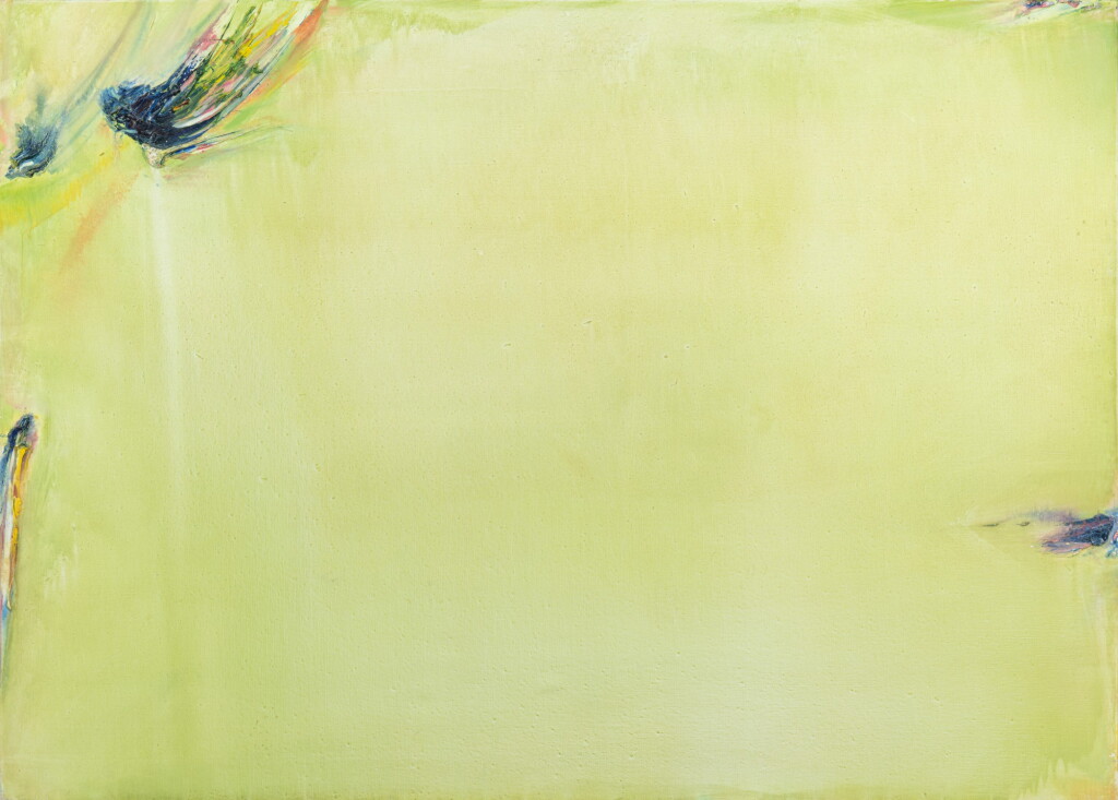 View full screen - View 1 of Lot 528. OLIVIER DEBRÉ | OCRE VERT PÂLE TACHES BLEUES.
