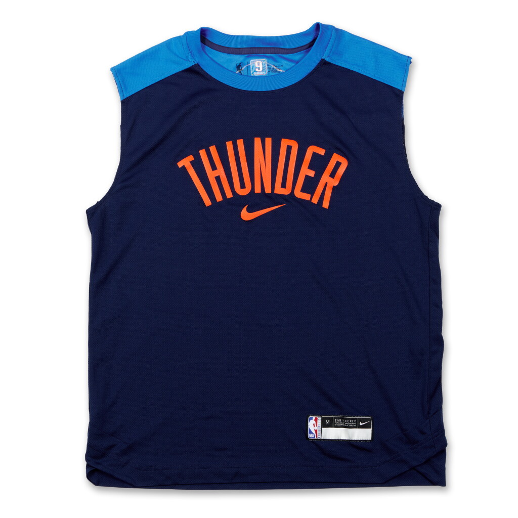 View full screen - View 1 of Lot 20. Alex Caruso Oklahoma City Thunder 2025 NBA Finals Game Worn Warmup Top | ‘Championship Run’ | Game 2.
