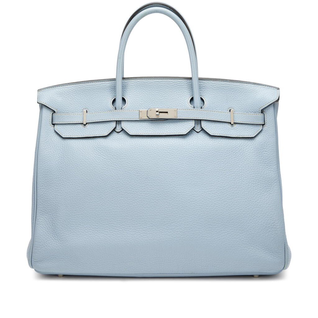 View full screen - View 1 of Lot 77. Bleu Glacier Clèmence Birkin 40 Palladium Hardware, 2014.