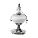 A Danish silver and hardstone cigar lighter, No. 73, Georg Jensen Silversmithy, Copenhagen, circa 1925-32