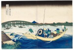KATSUSHIKA HOKUSAI (1760-1849) VIEWING SUNSET OVER RYOGOKU BRIDGE (ONMAYAGASHI YORI RYOGOKU-BASHI NO SEKIYO O MIRU) | EDO PERIOD, 19TH CENTURY