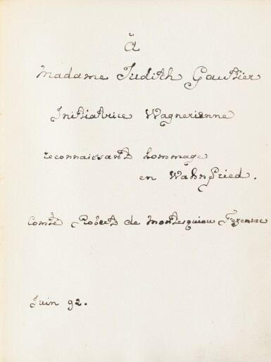 View full screen - View 1 of Lot 155. Les Chauves-Souris. 1892. Rel de soie. 1/100 Hollande. Exemplaire de Judith Gautier, wagnérienne.