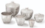 A SET OF SIX SILVER BASKETS (THREE WITH COVERS), UNIDENTIFIED MARK, MODERN | ENSEMBLE DE 6 CORBEILLES EN ARGENT DONT 3 COUVERTES, POINÇON NON IDENTIFIÉ, MODERNE