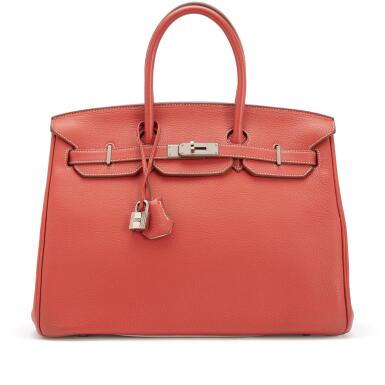 View full screen - View 1 of Lot 105. Limited Edition Sanguine and White Clemence Birkin 35 Palladium Hardware, 2011.