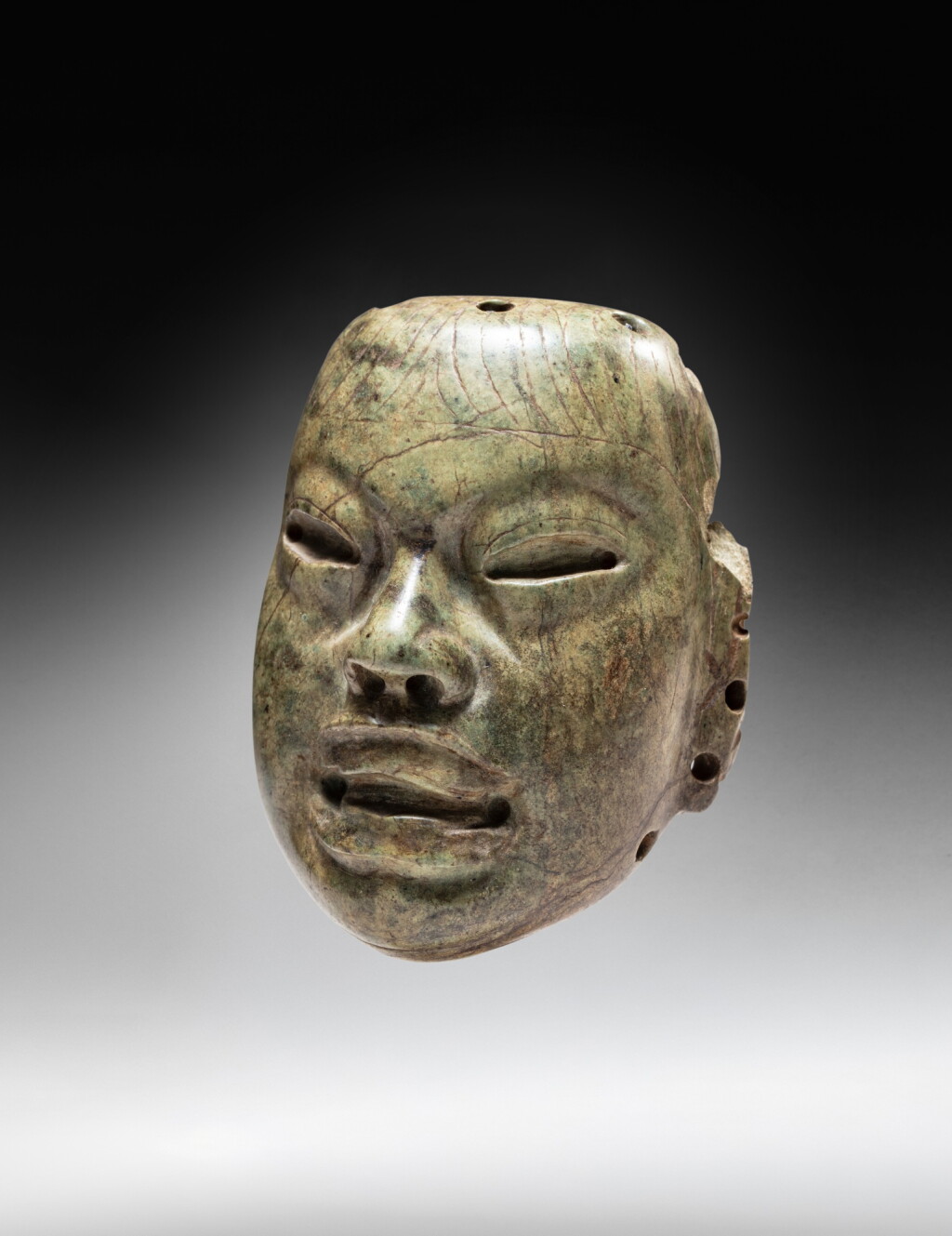 View full screen - View 1 of Lot 13. Olmec Green Stone Mask.