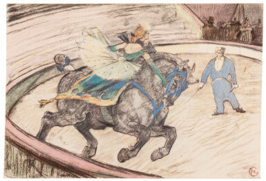 View full screen - View 1 of Lot 119. Au Cirque. I et II. Paris, 1905 et sans date. Deux suites reproduisant respectivement 22 et 17 dessins, aux crayons de couleur. Sous portfolios..