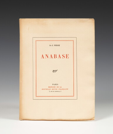 View full screen - View 1 of Lot 176. Anabase. NRF, 1924. Bel exemplaire broché. 1/15 exemplaires de tête sur Whatman.