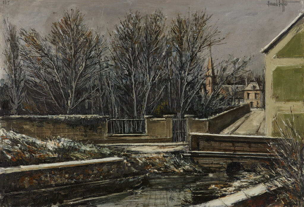 View full screen - View 1 of Lot 194. Elizy, Le Vieux pont et l'église en hiver.