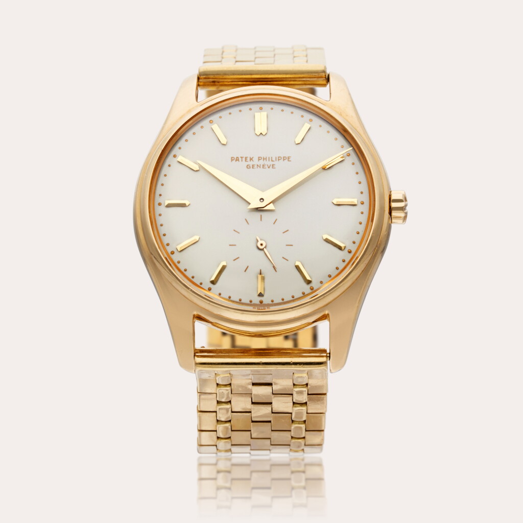 View full screen - View 1 of Lot 328. Reference 2526J 'First Series' | A yellow gold automatic wristwatch with first series enamel dial, Made in 1956.