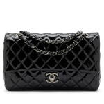 Black Patent Leather Medium Classic Double Flap Ruthenium Hardware, 2011