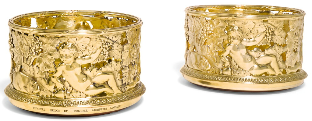 View full screen - View 1 of Lot 44. A PAIR OF ELIZABETH II SILVER-GILT WINE COASTERS, RUNDELL, BRIDGE & RUNDELL, LONDON, 2007.