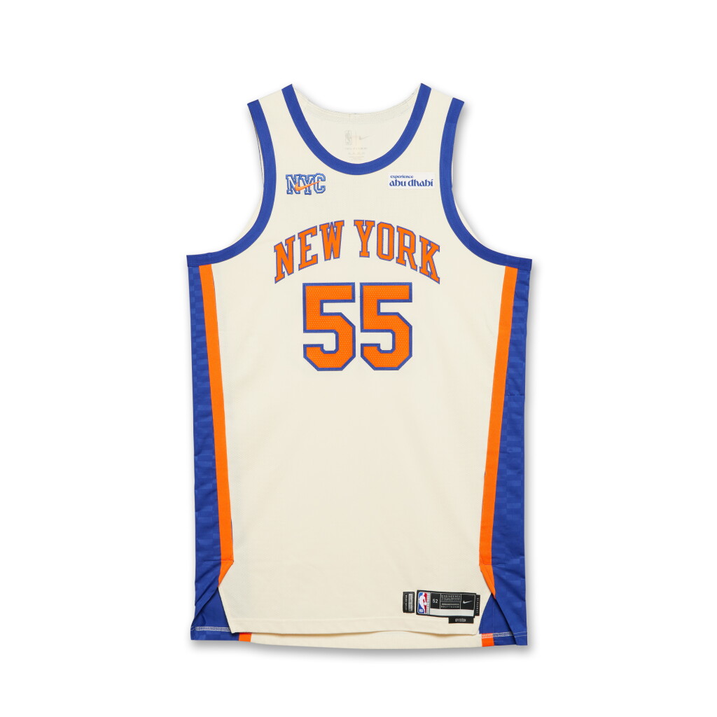 View full screen - View 1 of Lot 25. Ariel Hukporti New York Knicks 2025-2026 Game Issued City Edition Jersey | Probable Wear.