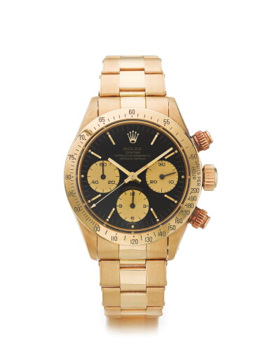 View full screen - View 1 of Lot 28. ROLEX | REF 6265/6263 DAYTONA, A YELLOW GOLD CHRONOGRAPH WRISTWATCH WITH REGISTERS AND BRACELET CIRCA 1986.