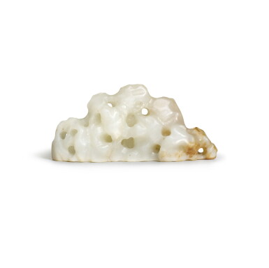 View full screen - View 1 of Lot 236. A WHITE JADE 'ROCK' BRUSHREST, QING DYNASTY | 清 白玉賞石筆山.