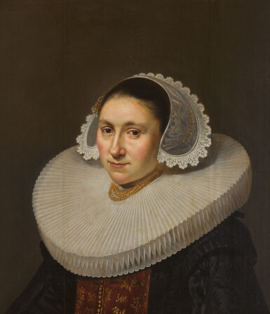 View full screen - View 1 of Lot 57. Portrait of a lady, bust-length, in a white ruff and black dress.