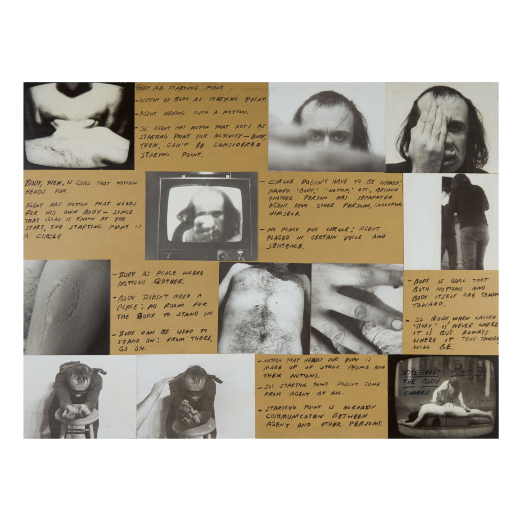 View full screen - View 1 of Lot 21. VITO ACCONCI | 'NOTE-SHEET FOR POINT OF THE BODY'.