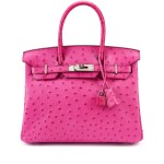 Fuchsia Ostrich Birkin 30 Palladium Hardware, 2005