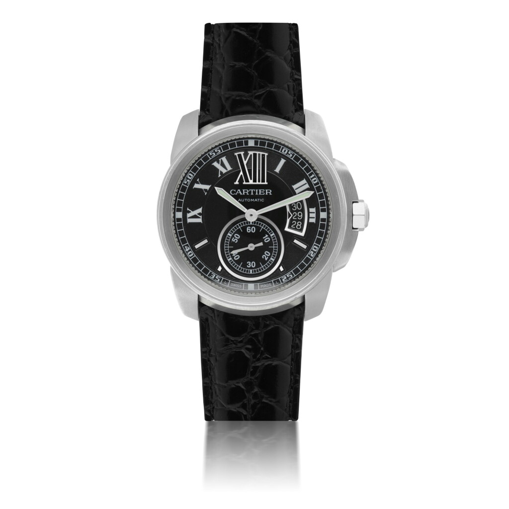 View full screen - View 1 of Lot 39. CARTIER | REF 3299 CALIBRE DE CARTIER, A STAINLESS STEEL AUTOMATIC WRISTWATCH WITH DATE CIRCA 2010.