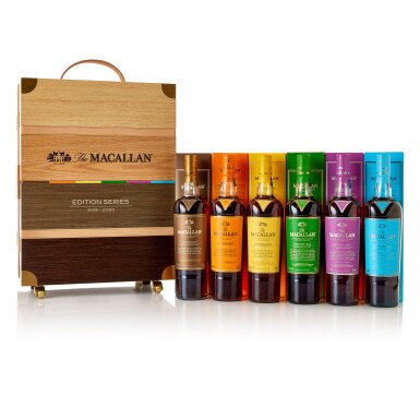 View full screen - View 1 of Lot 223. The Macallan Edition No. 1 -6 Full Set with Cabinet NV (6 BT70).