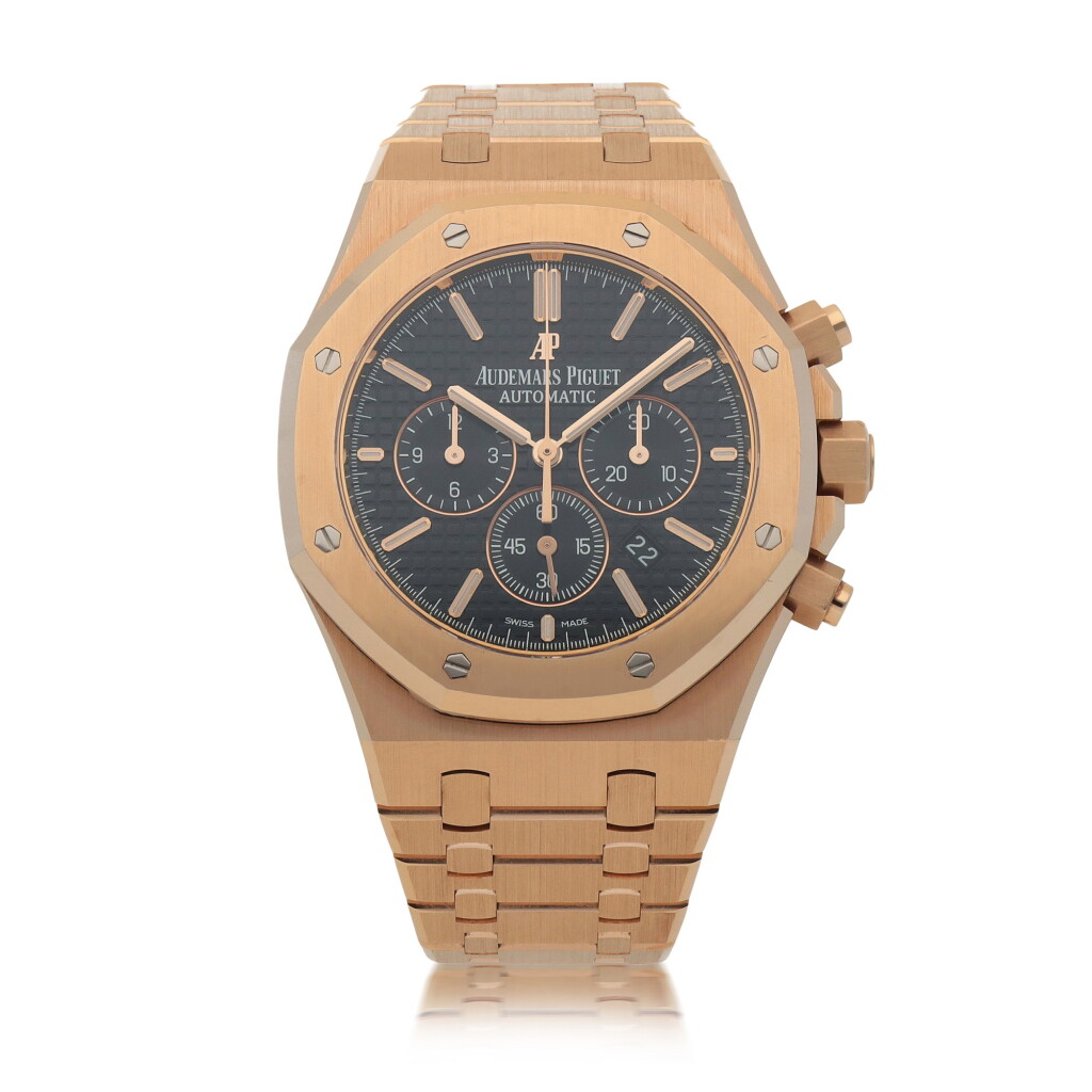 View full screen - View 1 of Lot 1. ROYAL OAK, REF 26320OR.OO.1220OR.01 PINK GOLD CHRONOGRAPH WRISTWATCH WITH DATE AND BRACELET CIRCA 2016.