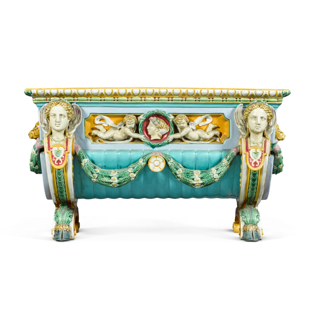 View full screen - View 1 of Lot 151. A Minton majolica large plant trough, circa 1870.